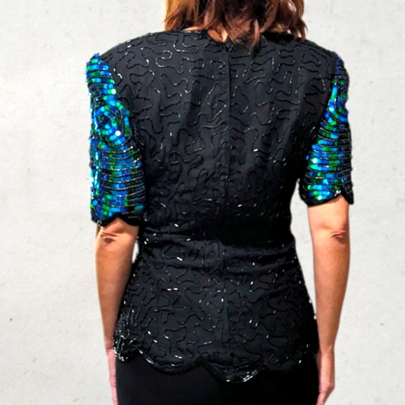 ROYAL FEELINGS Vintage Sequin Cocktail Top ~ Like New - Picture 2 of 15